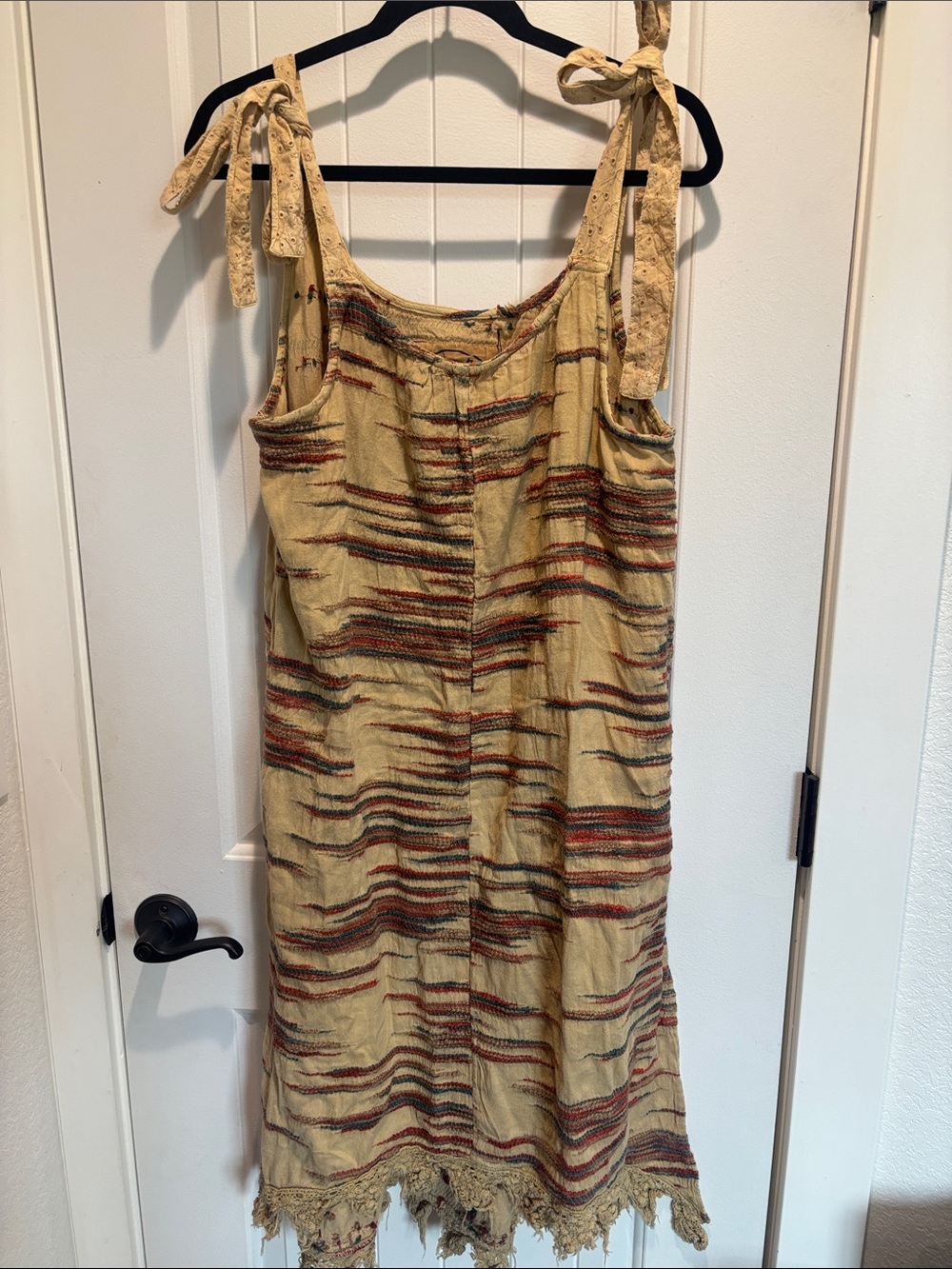 Tie-Shoulder Striped Midi Dress in Yellow
